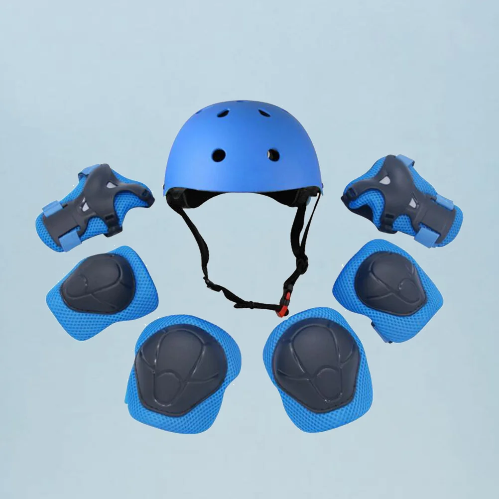 

1 Set/7 Pcs Kids Protective Accessories Costume Kit Palm Elbow Kneepad Helmet Protective Breathable Gear Cover for Outdoor