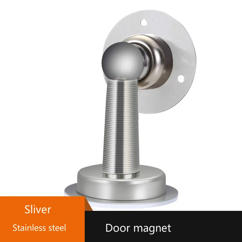 Sliver Magnetic Door Stop Stainless Steel Door Stopper, Door Holder Doorstop, 3M Double-Sided Adhesive Tape No Need to Drill - Цвет: Sliver
