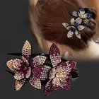 Стразы двойной цветок заколка для волос кристалл жемчуг гребень для волос женские элегантные бусины заколка ручной работы модные аксессуары для волос