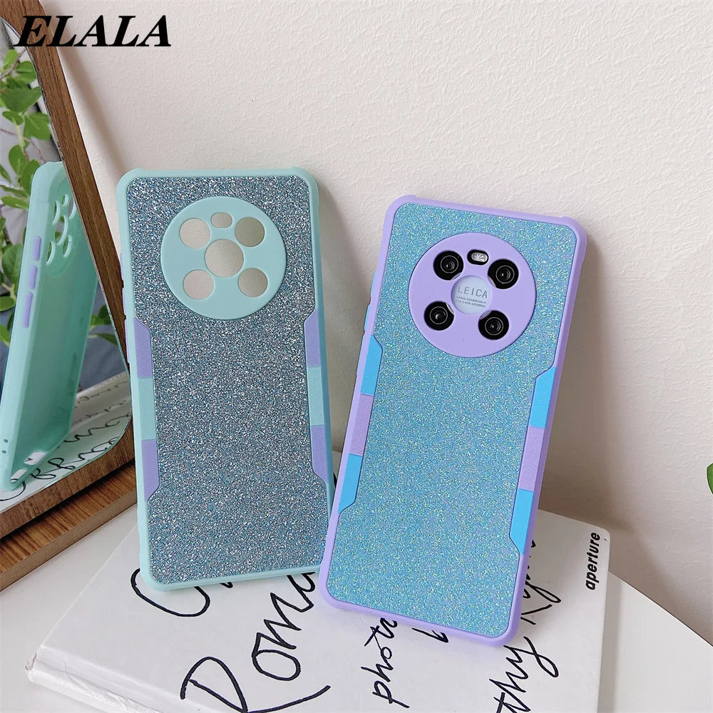 

Case for Huawei P30 Lite Mate 40 Pro 30 P40 Nova 8 7 Glitter Bling Soft TPU Back Cover Shockproof Fashion Contrast Color Fundas