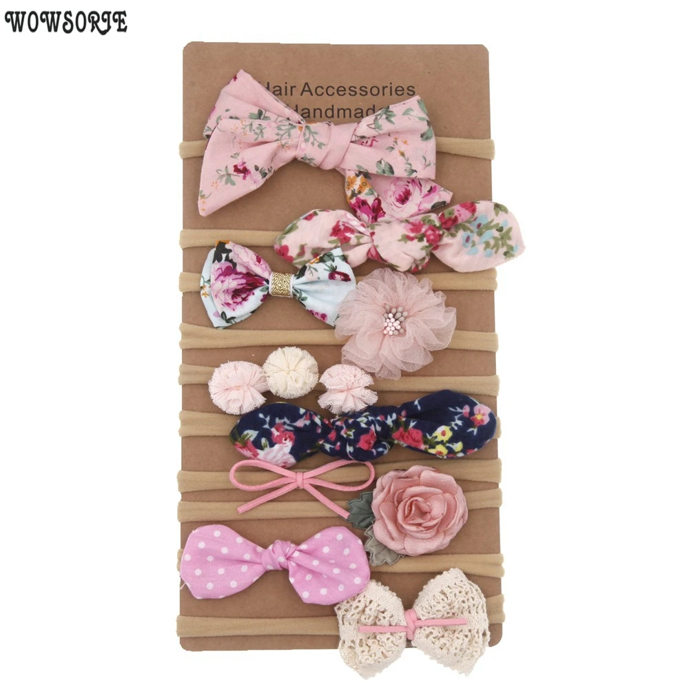 Мягкие нейлоновые эластичные повязки для волос ручной работы Детские Цветочные