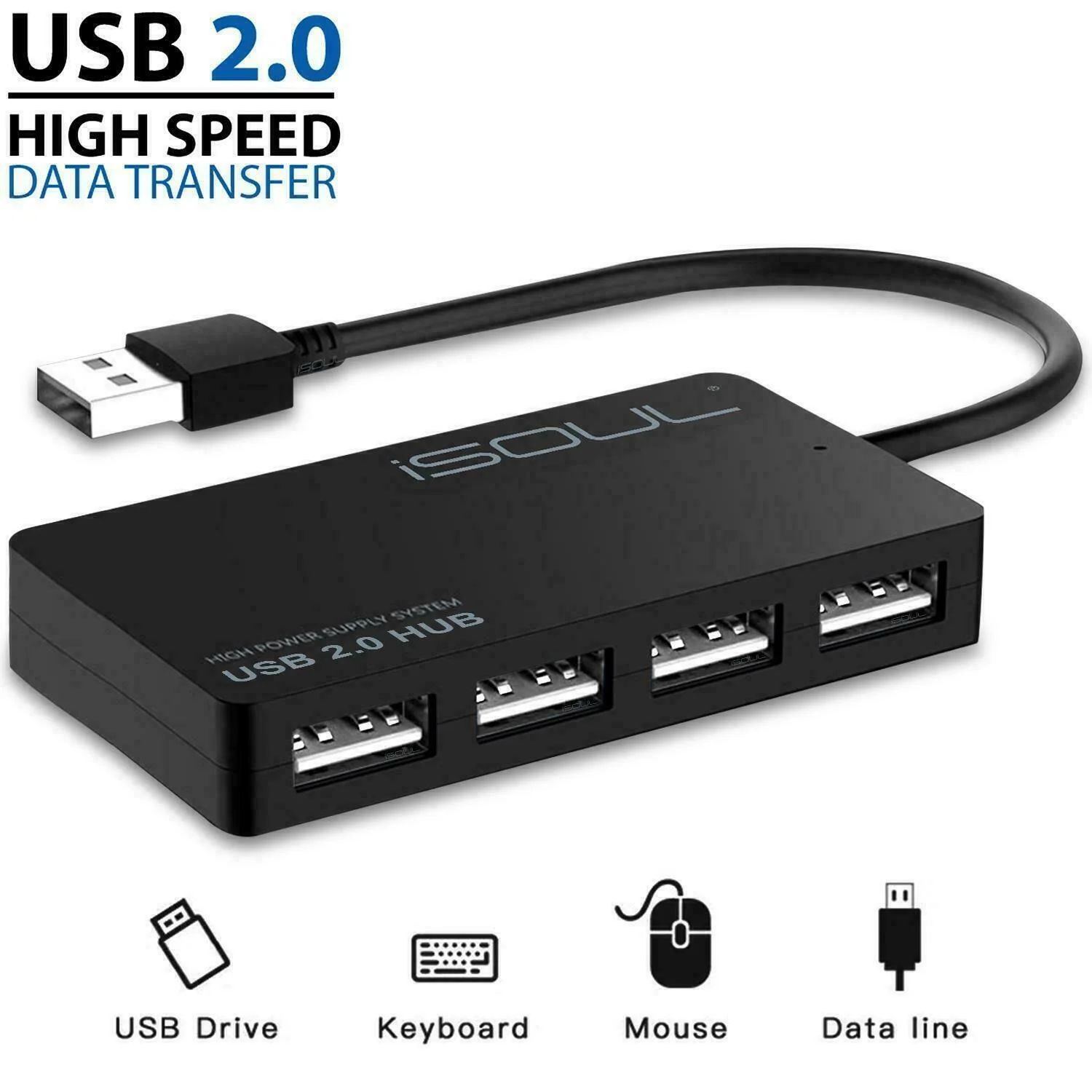 

High Speed 4 Port USB HUB 2.0 Multi Splitter Expansion Desktop PC Laptop Adapter
