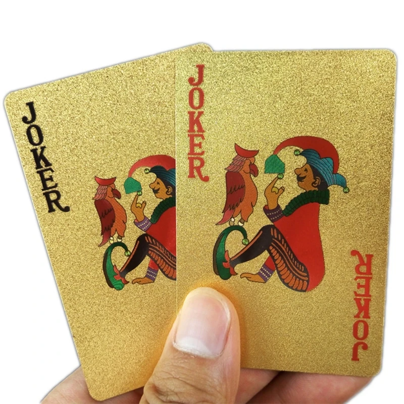 

Plastic Waterproof Gold Foil Playing 2 Decks Novelty Poker Cards Classic Gold Grid Poker Playing Cards