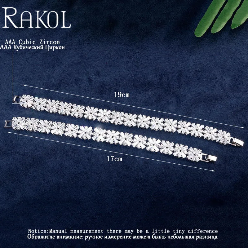 RAKOL Роскошные Ahiny CZ циркониевые белые золотые цветы модные браслеты браслет для