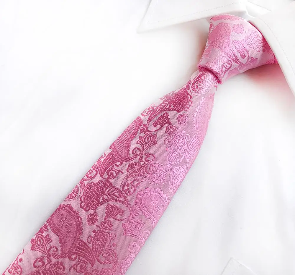 Мужские галстуки 8 см розовый тканый галстук Пейсли |
