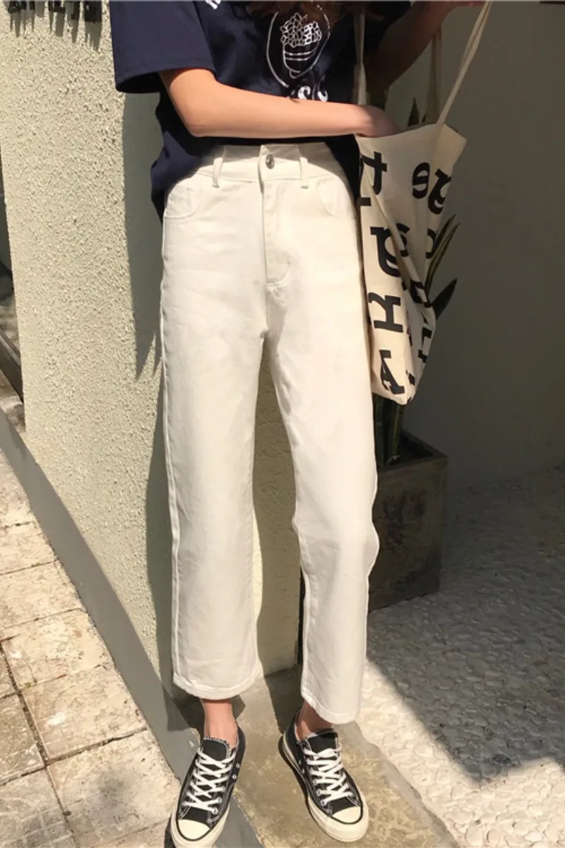 

WHCW CGDSR jeans woman Denim Trousers vintage korean style 2020 autumn winter denim pants women high waist solid Streetwear