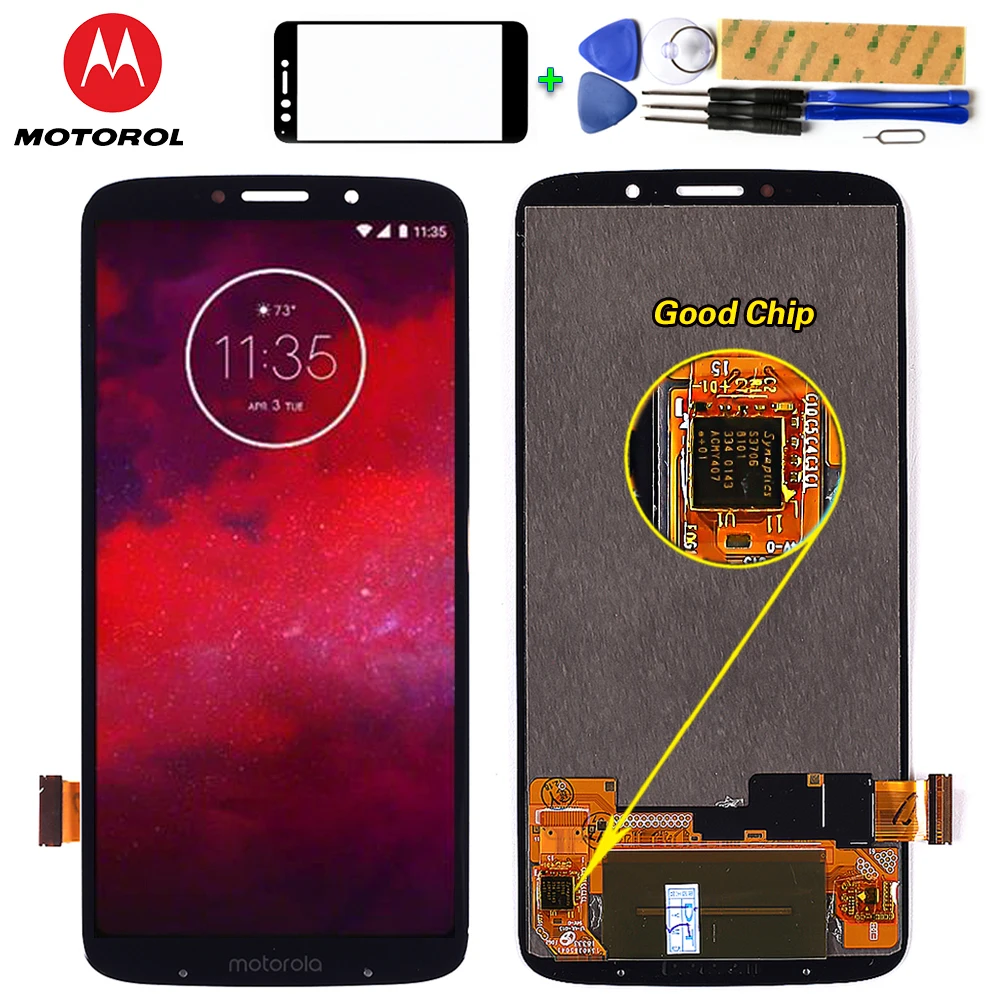 Motorola Z3 Play XT1929 6,01 дюймовый ЖК-дисплей кодирующий преобразователь сенсорного экрана в сборе 2160*1080 дигитайзер в сборе бесплатное стекло и инструменты