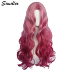Similler Длинные Синтетические парики для женщин, цвет розы, центральное разделение, косплей, высокотемпературное волокно, вьющиеся волосы