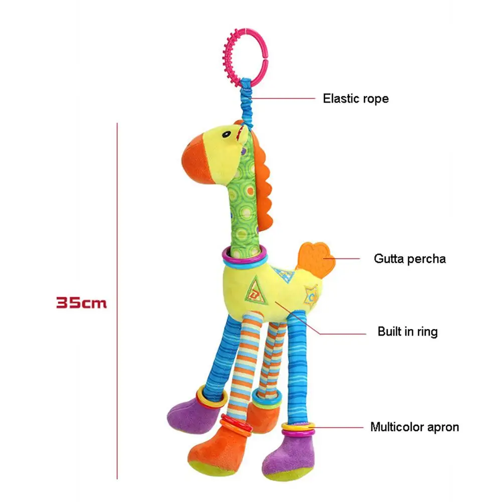 

Baby Crib Hanging Colorful Plush Giraffe Doll Hand Bell Teether Development Toy