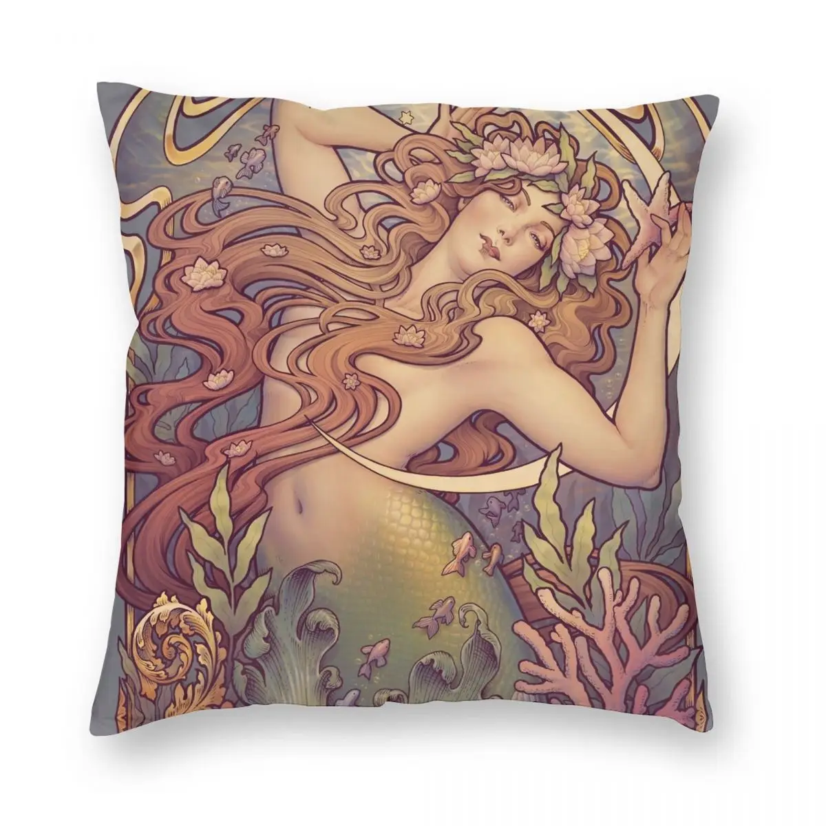 

Чехол для подушки с маленькой русалочкой Andersen, полиэстеровый льняной бархатный креативный декоративный Чехол для диванной подушки на молн...