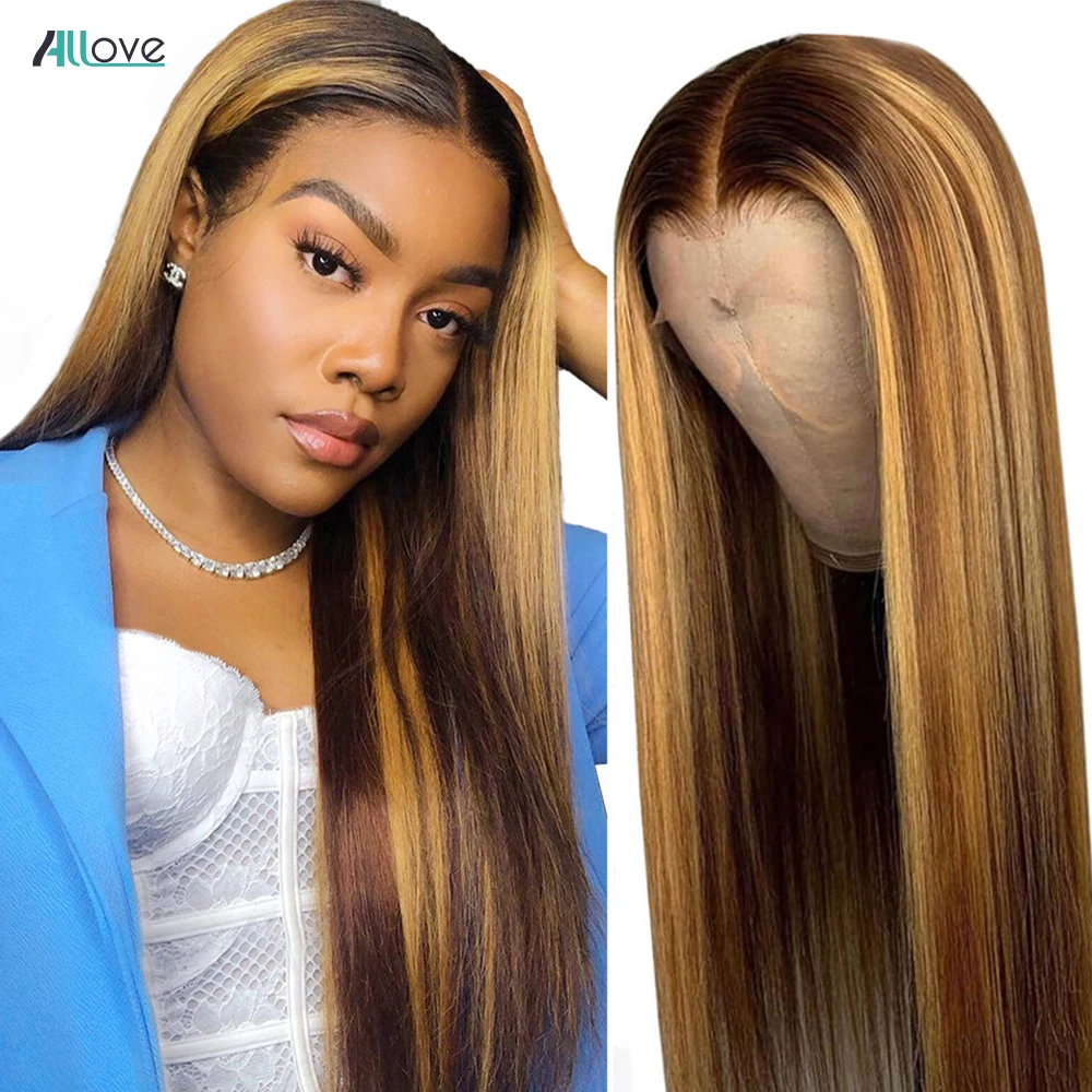 

Highlight Lace Front Human Hair Wigs Colored Human Hair Wigs Peruvian Straight Lace Front Wig 13X6X1 Honey Blonde Lace Part Wig