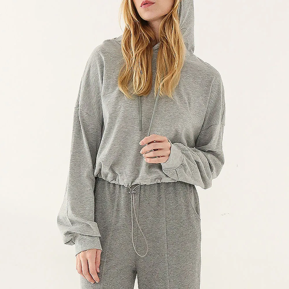 

2021 Fashion Short Casual Cool Streetwear Stylish Women Hoodies Plain Patchwork Regular Fall Women's Hoodie