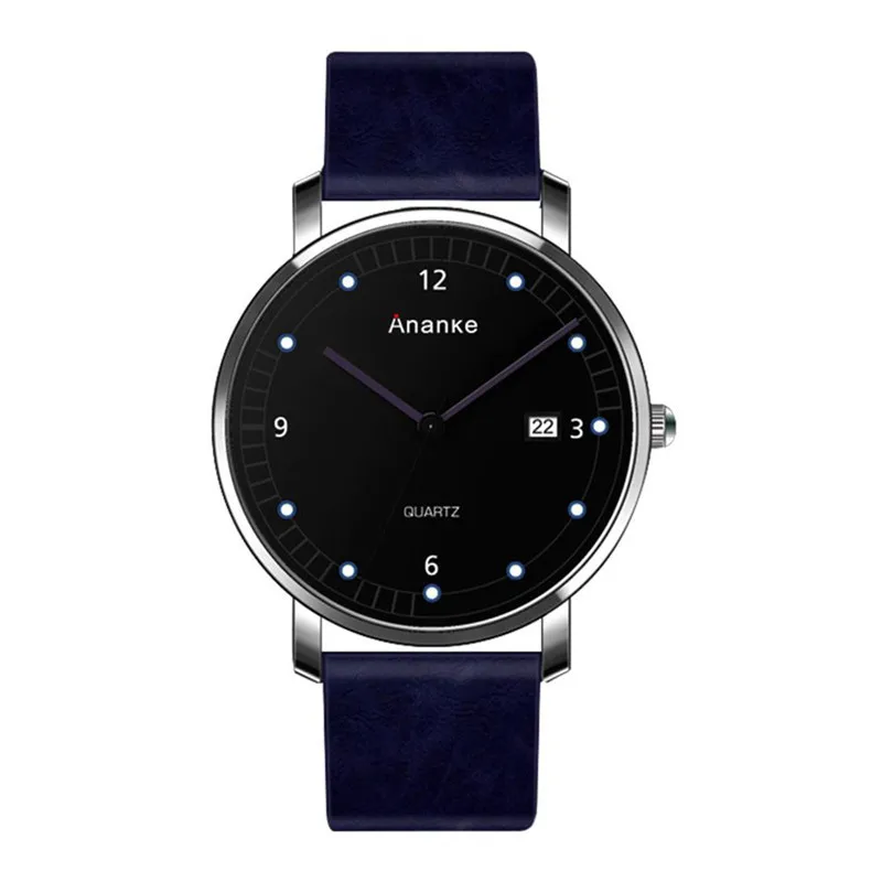 Часы наручные Ananke мужские с календарем брендовые модные спортивные кожаным