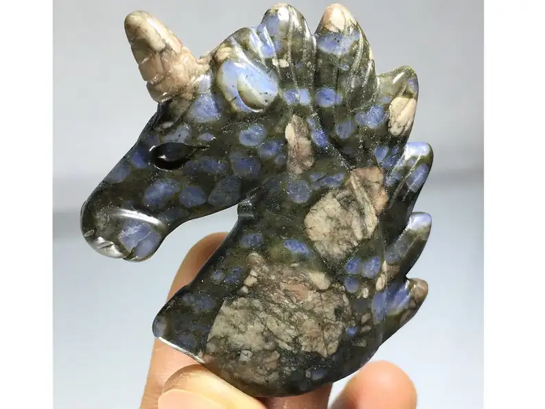 2" Natural Hand Carved Rhyolite Unicorn，crystal unicorn，Quartz Crystal，crystal skull healing | Stones