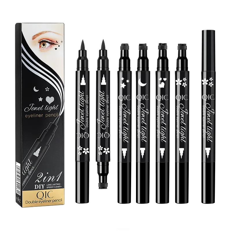 

QIC Star Seal Eyeliner Not EasyWaterproof Beginner Student Big-Eye Calm Makeup Double-Headed Liquid Eyeliner