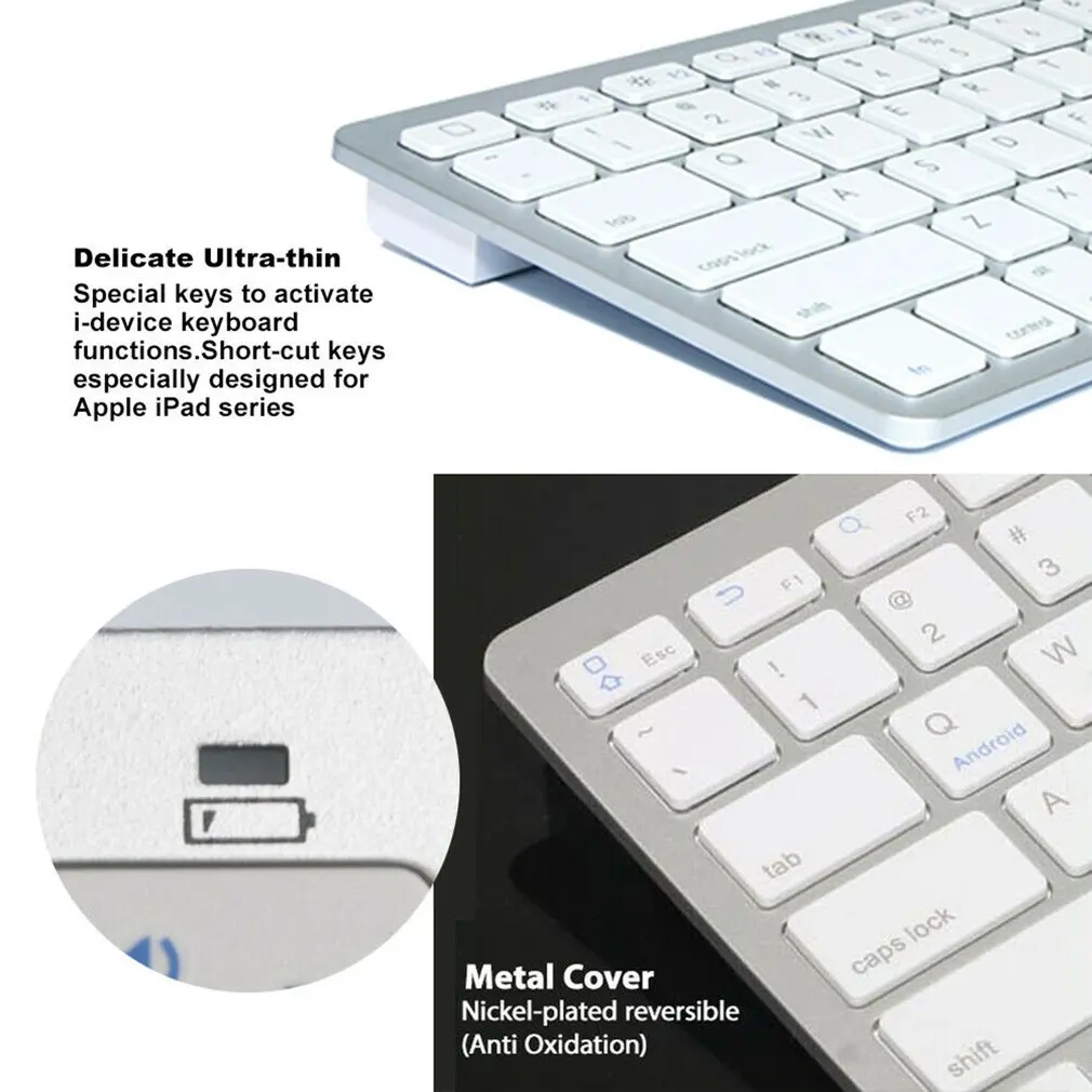 Ультратонкая беспроводная клавиатура с Bluetooth для Apple iPad iPhone Android Mac