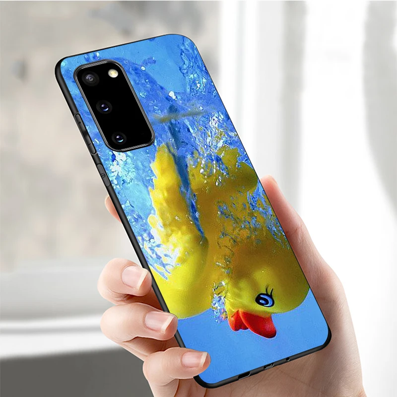 Yellow duck cute Black Silicone Phone Case For Samsung S21 S20 A11 S10 S10E S9 S8 Plus Lite Note10 Note20 Ultra TPU Cover | Мобильные