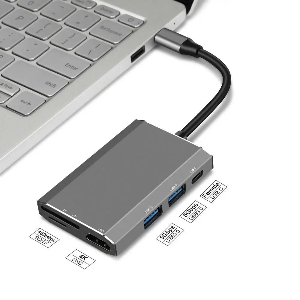 Мода 6 в 1 USB Type C концентратор с HD 4K SD/TF карта 3 0 порт к высокоскоростному интерфейсу