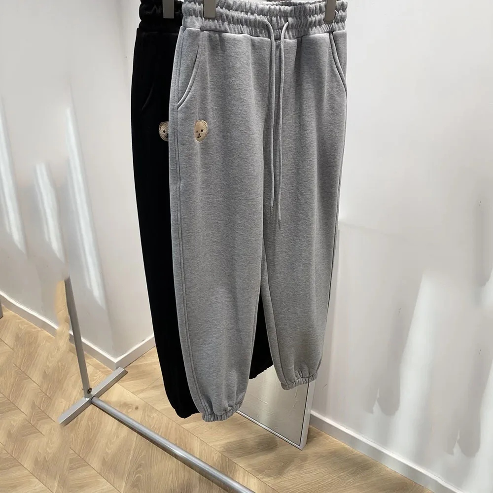 

Elastic High Waist Drawstring Harem Pants for Women Velvet Pocket Harajuku Vintage Sweatpants Joggers Women's Sports Pants