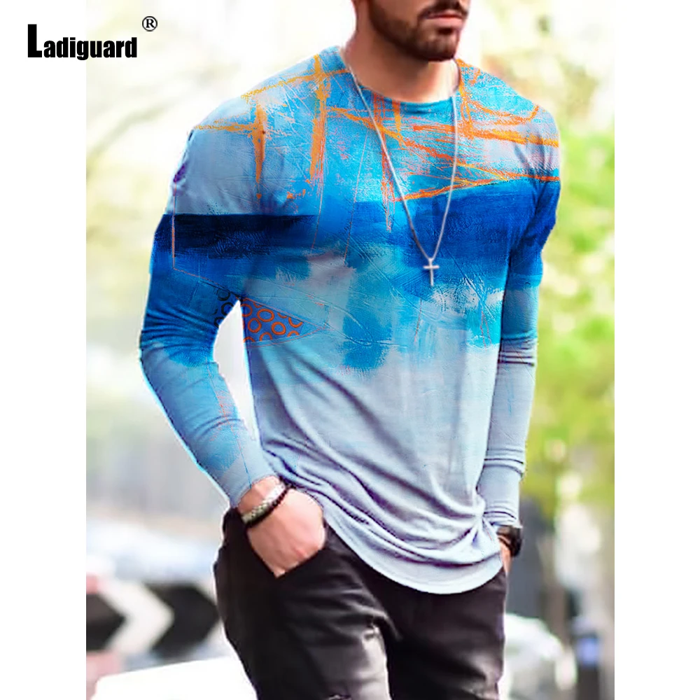 

Ladiguard Plus SIze Mens clothing Basic Tops Fashion 3D Print T-shirt 2022 New Summer Casual Pullovers Long Sleeve Tees Man 3XL