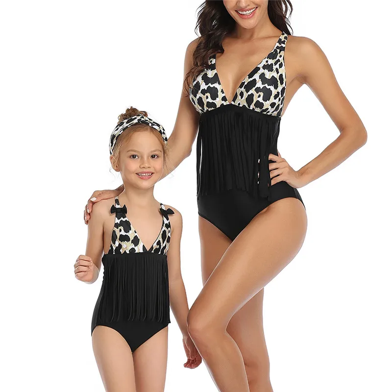 Семейный комплект для мамы и дочки бикини с кисточками купальный костюм пляжная