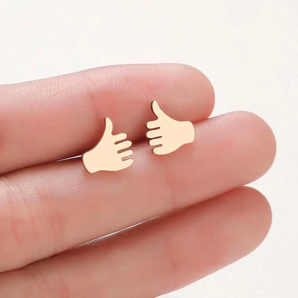 CHENGXUN Веселые серьги гвоздики с большим пальцем для женщин и девочек ободковые