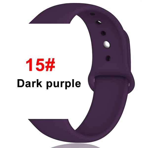 Спортивный мягкий силиконовый ремешок для Apple Watch, ремешок 44 мм, 40 мм, серия 5, 4, браслет для часов iWatch, ремешок 38 мм, 42 мм, 3, 2, 1, аксессуары - Цвет ремешка: 15 Darkle Purple