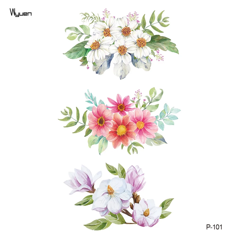 WYUEN новые оригинальные дизайнерские водостойкие временные татуировки с цветами