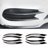 carbon fiber style front fog lamp grill grille decorative cover trim strips for mercedes benz c class w205 2015 2018 car styling