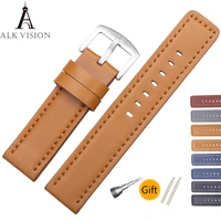 alk vintage cow leather watch band bracelet multicolors strap pin buckle watchband belt accessories brown 18mm 20mm 22mm 24mm
