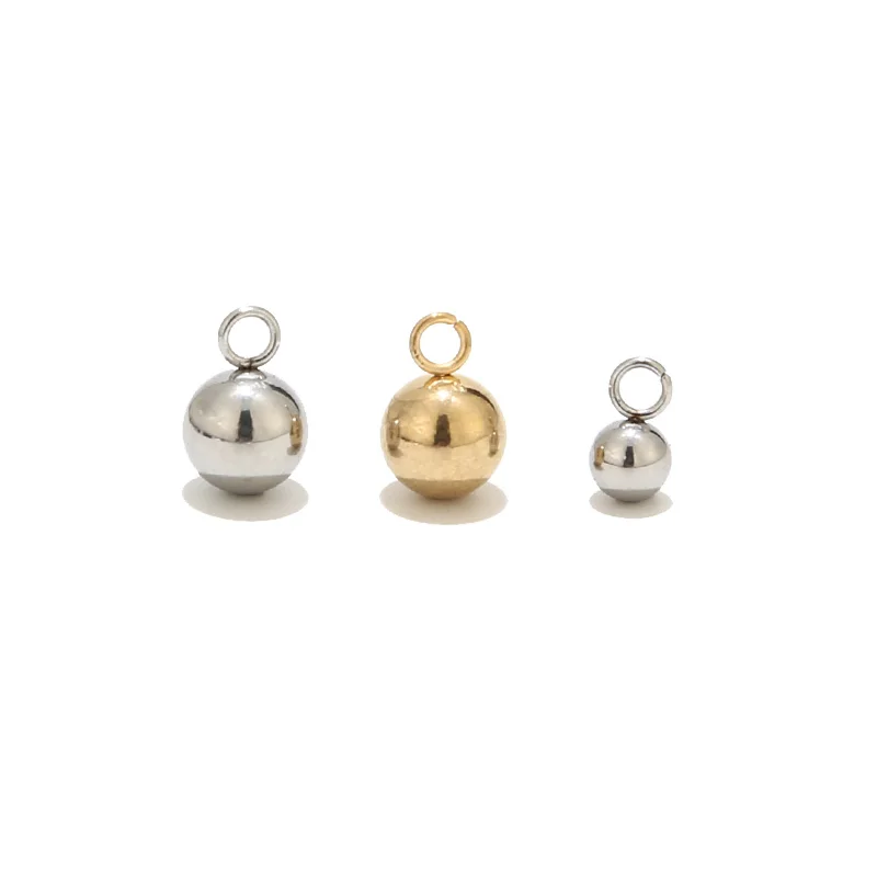 

20pcs Stainless Steel Gold Solid Ball Charm Beads For Necklace Bracelet Jewelry Making DIY Jewellry Findings