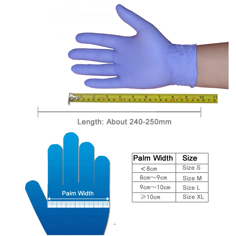 Одноразовые нитриловые перчатки фиолетового цвета длиной 9 дюймов для пищевых