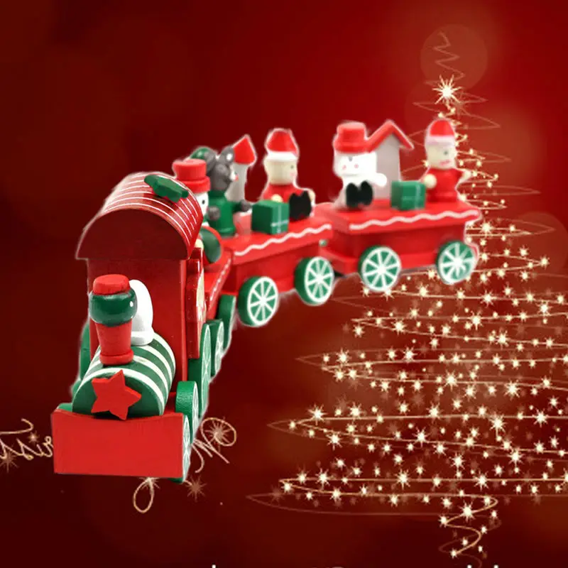 

Wooden Christmas Xmas Train Toys Children Mini Christmas Train Model Toys Gift Vehicle Toys for Chidlren