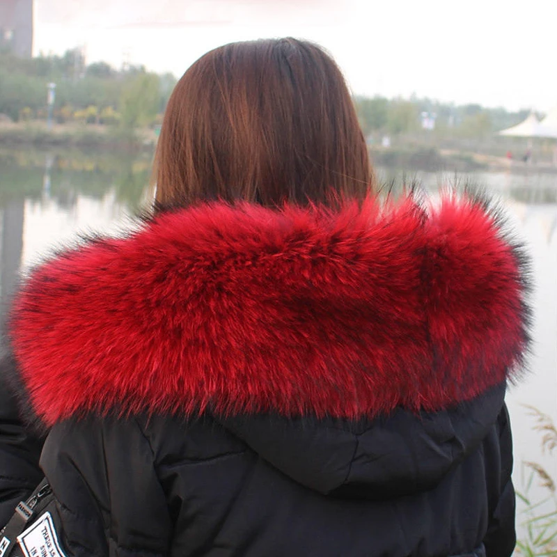 Модная Роскошная Коллекция 100% года натуральный мех енота воротник унисекс