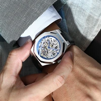 new men mechanical wristwatch fashion business automatic watch glass watch for men relogio masculino luxury gift for husband