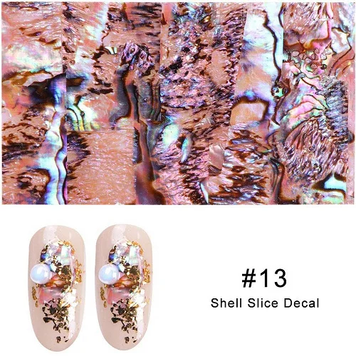13 1Pc 3D Pearl Nails Polish Foils Glimmer Abalone Shell Pattern Nail Stickers Wraps Marble Mermaid DIY Nail Art Decoration - Цвет: 13