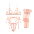Кружевной ультратонкий бюстгальтер с V-образным вырезом, подвязками, стрингами, чулками, 4 шт.компл. CYHWR, дышащие бюстгальтеры в комплекте