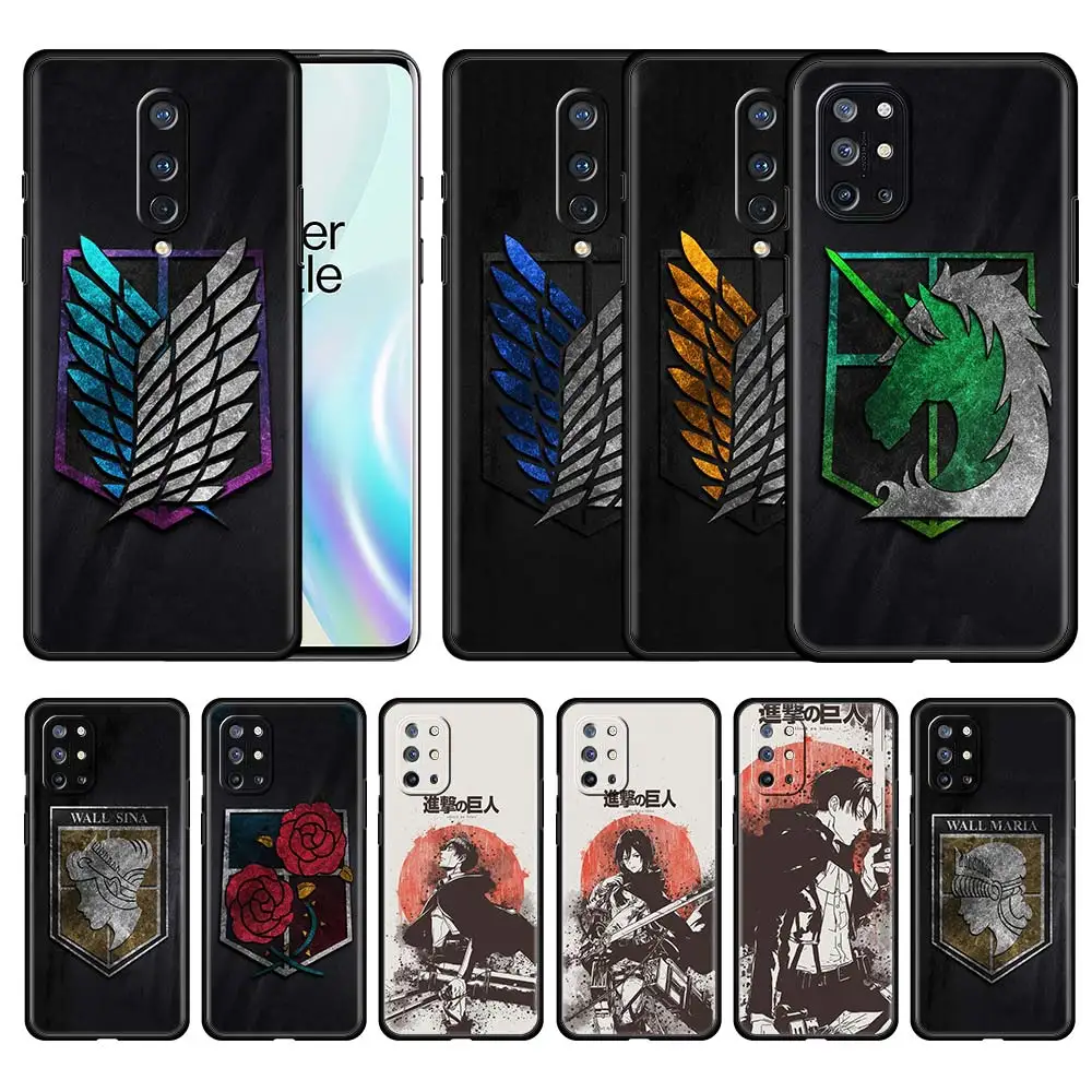 

Attacks On Titan Badge logo Black Capa for OnePlus 8T 9 8 Pro Nord Soft Antifall Case N10 Z 7T 6 6T Cell Phone Protect Cover