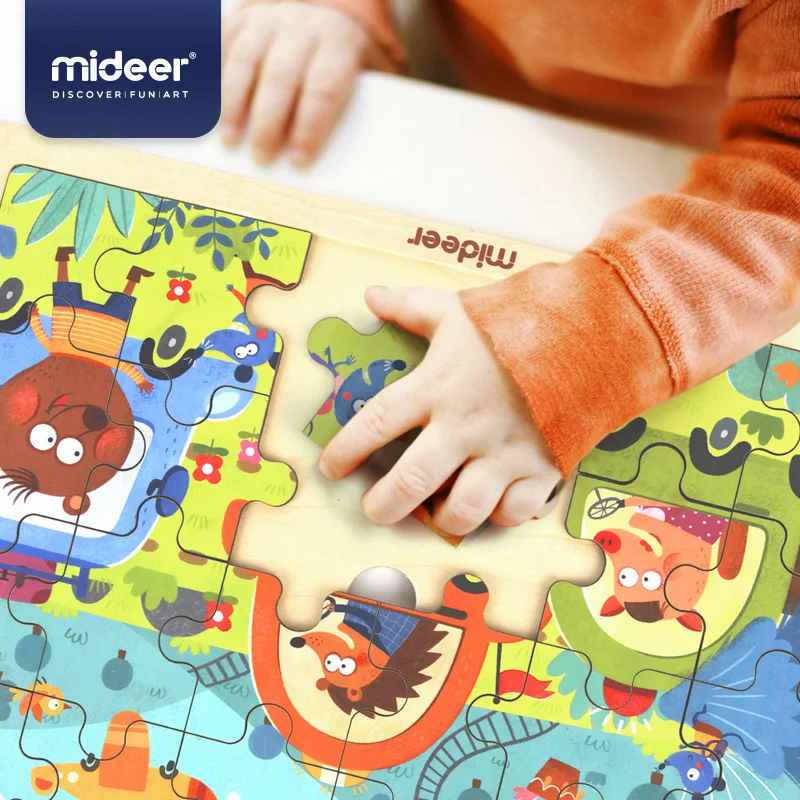 

Mideer Children Early Educational Kids Colorful Cartoon Handmade Baby Learning Classic Wooden 24 Pieces Jigsaw Puzzle Game Toys