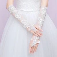 sweet embroidery floral lace long gloves sheer mesh wedding bridal prom mittens