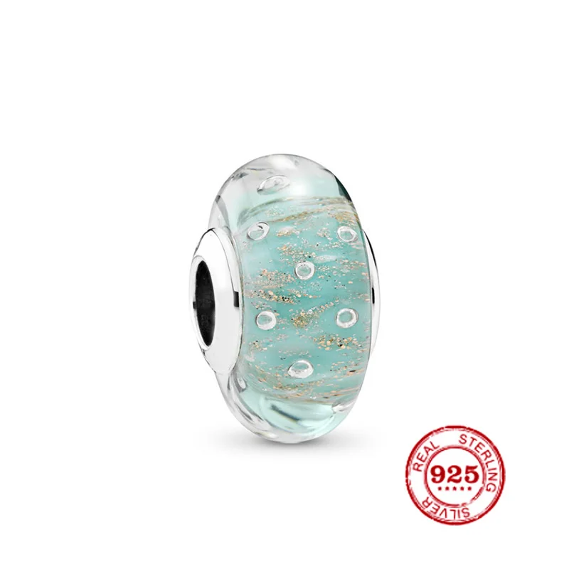 Модная подвеска Стерлинговое Серебро оригинал 1:1 стекло с розовым цветком в виде