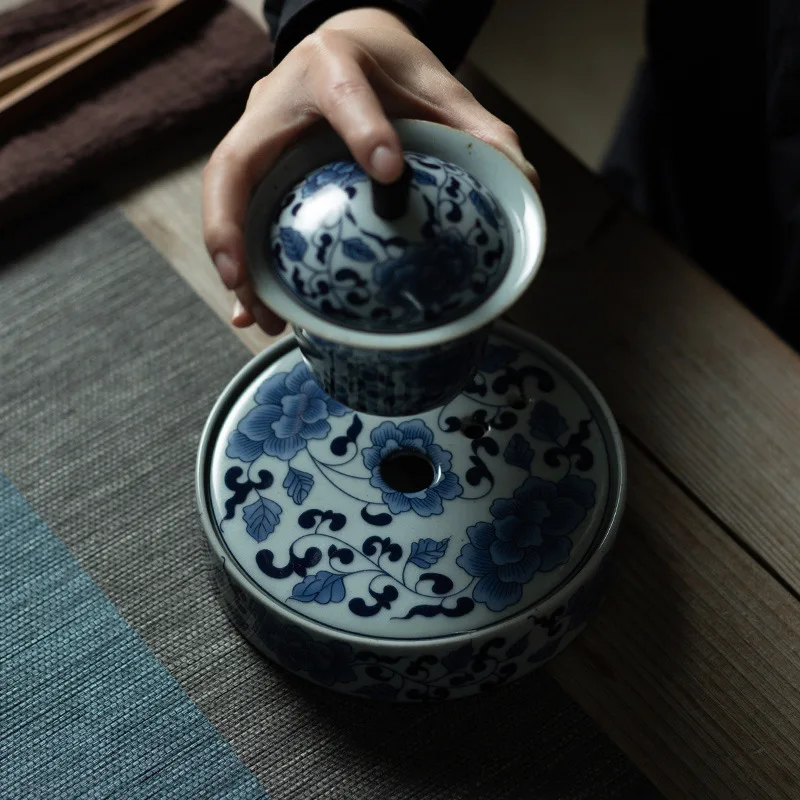 Sancai Tureen набор подшипников для горшков античный сине белый чай Термостойкая