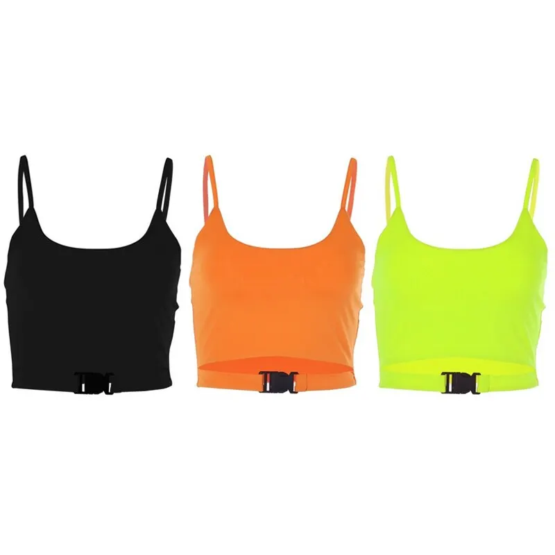 

Hot Women Buckle Tank Tops Crop Top Vest Summer Short Sleeve T Shirt Ladies Tops