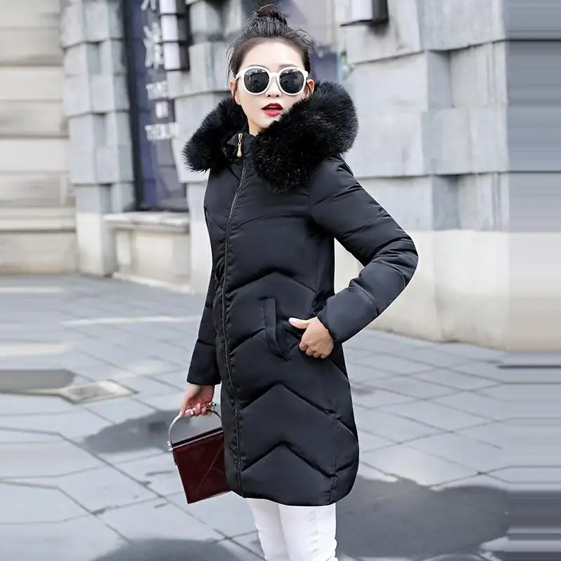 

ZITY Snow Wear Wadded Warm Female Jacket 2020 Hooded Winter Jacket Women Cotton -Padded Jacket Female Long Outerwear Winter Coat