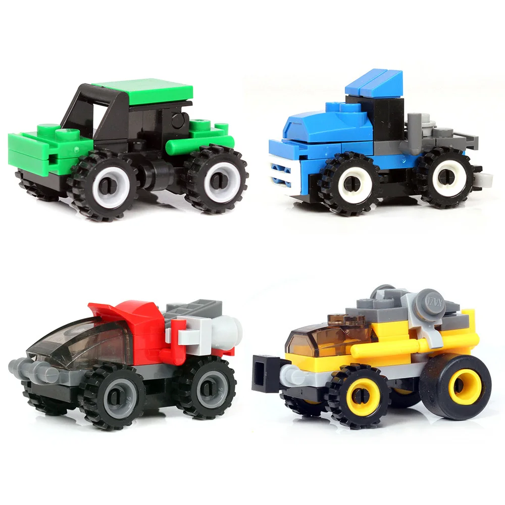 Children Car Blocks Engineer Forklift Navvy Drilling Roller Building Toys Mini Racing Assembling Educational | Игрушки и хобби