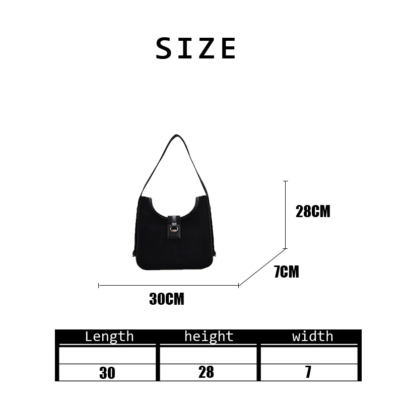

Women Suede Baguette Bag 2020 Autumn Winter New Fashion Style Simple Design Solid Underarm Large Capacity Tote Shoulder Bag