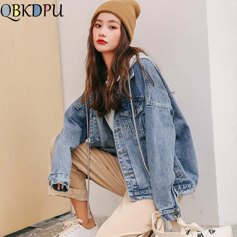 Повседневная ВИНТАЖНАЯ ДЖИНСОВАЯ КУРТКА на пуговицах со съемным капюшоном