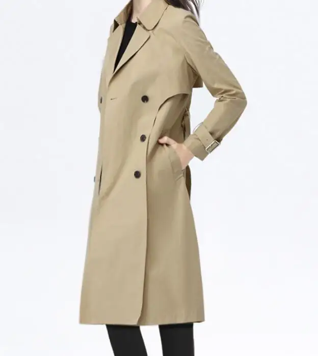 

S-6XL Hot / Spring Women New Fashion Personalized Large size customizatio Long cascading double-breasted trench coat