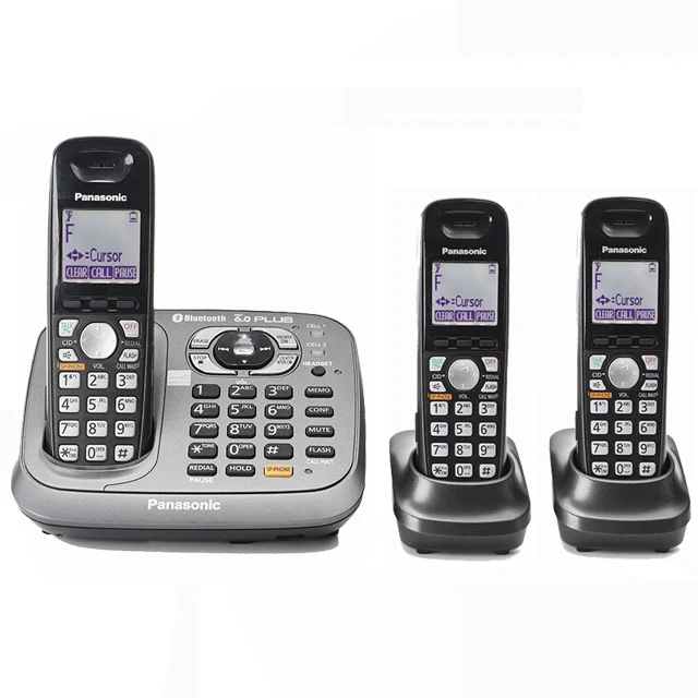Three Handset Bluetooth Fuction DECT 6,0, цифровой беспроводной стационарный телефон с системой ответа, клавиатура, Домашние беспроводные телефоны, черный цвет - Цвет: Three Handset