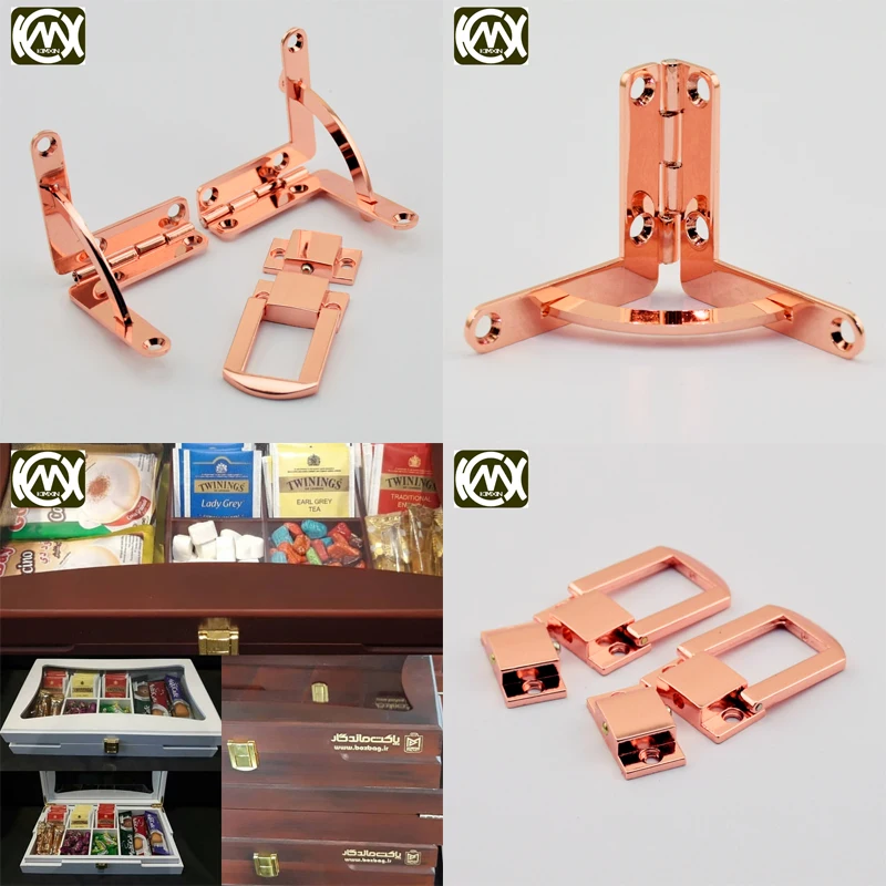 1 set KIMXIN Composite suite Watch box Cabinet hinge and lock Woodenbox collection jewelry case Hardware accessories With screw